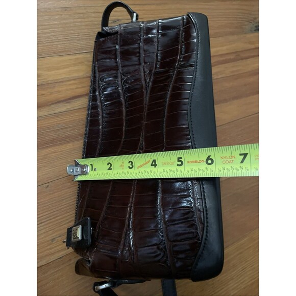 Brighton Vintage Brown Croc Embossed Leather Shoulder Bag Purse - Picture 7 of 16